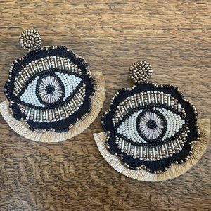 beaded eye statement earrings